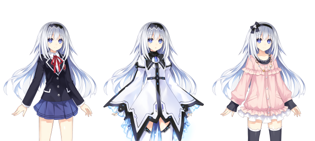 Anime girls long white hair free wallpaper - medium preview image