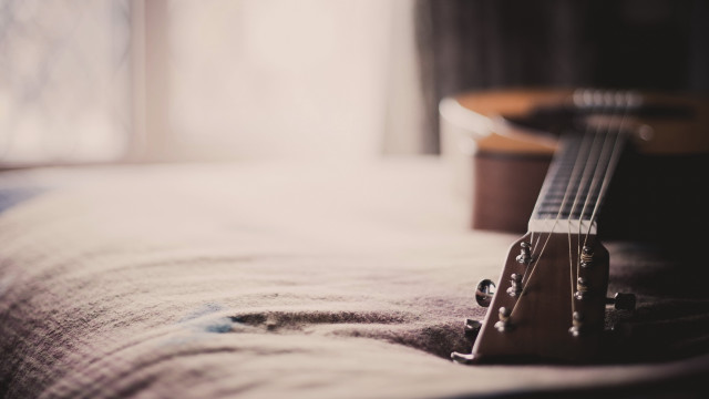 Guitar bed window blanket laying free wallpaper - medium preview image