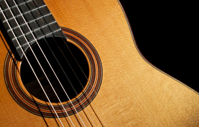 Guitar closeup black background black free wallpaper - medium preview image