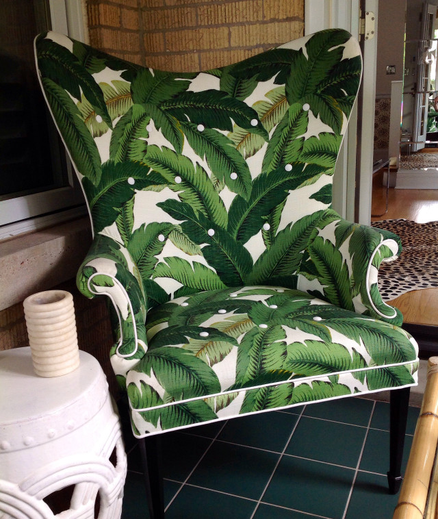 Green white chair plant print free wallpaper - medium preview image