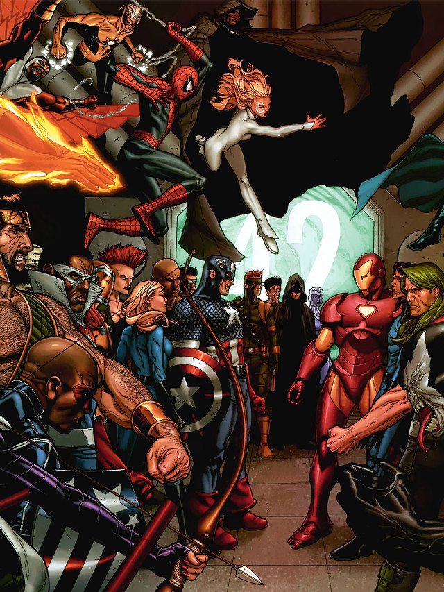 Avengers group building woman flying free wallpaper - medium preview image