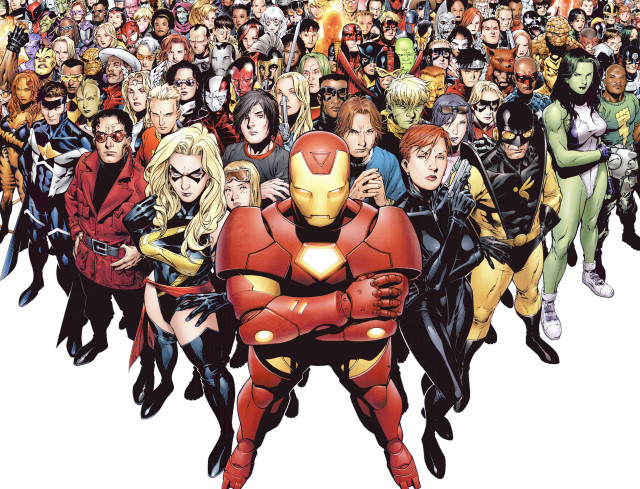 Cartoon group people red yellow free wallpaper - medium preview image