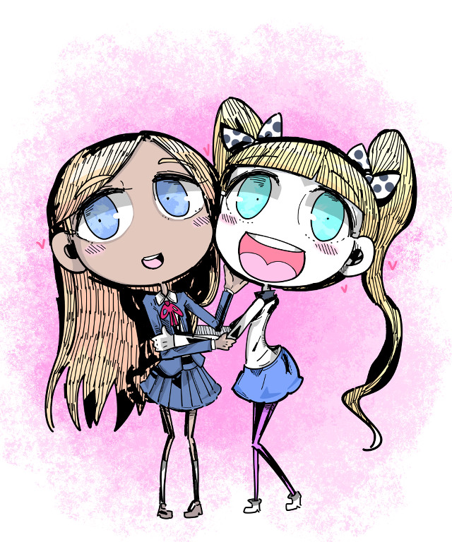 Cartoon girls blue eyes long free wallpaper - medium preview image