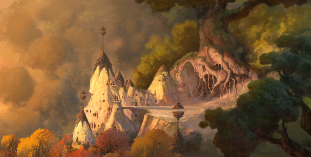 Castle forest mountain cloudy sky free wallpaper - medium preview image