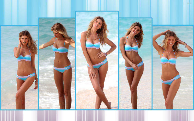 Woman bikini beach posing hands #2 free wallpaper - medium preview image