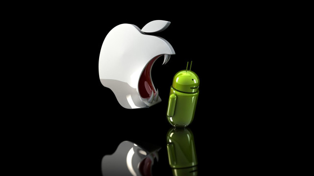 Green apple android reflection black free wallpaper - medium preview image