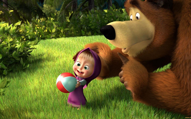 Cartoon bear girl field grass free wallpaper - medium preview image