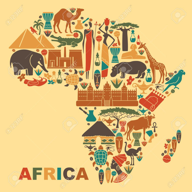 Africa map symbols colors stock free wallpaper - medium preview image