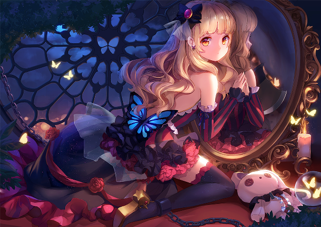 Gothic blonde woman mirror teddy free wallpaper - medium preview image