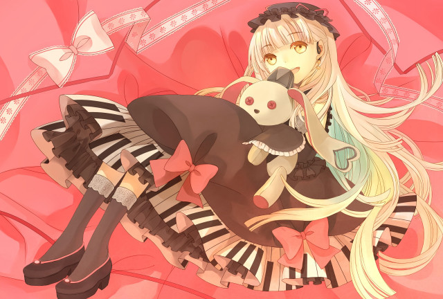 Girl blonde hair stuffed animal free wallpaper - medium preview image