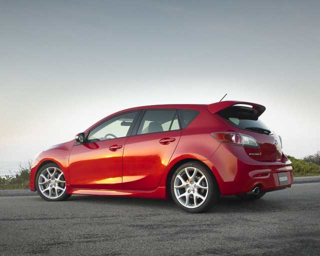 Red car parked open hood free wallpaper - medium preview image