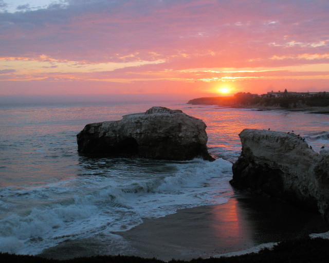Sunset ocean rock formation water #3 free wallpaper - medium preview image