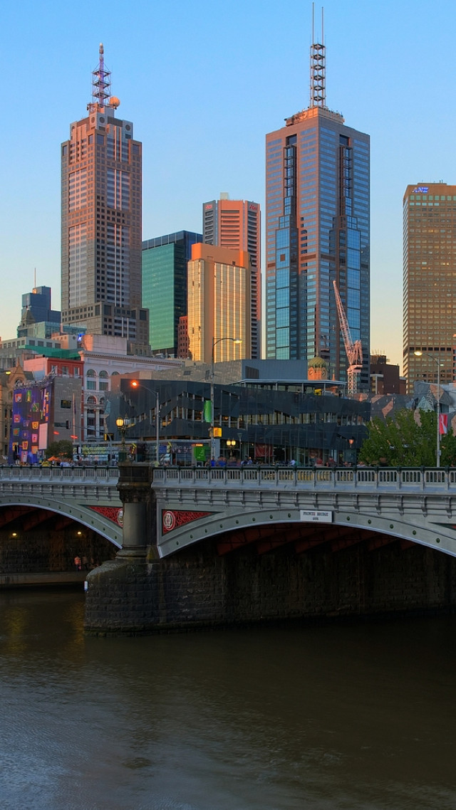 Bridge river city sunset dawn free wallpaper - medium preview image