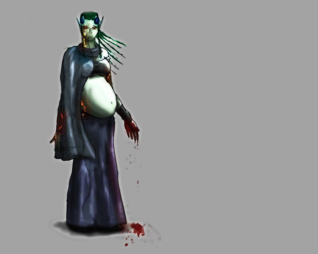 Bloody greenhair woman zombie blood free wallpaper - medium preview image