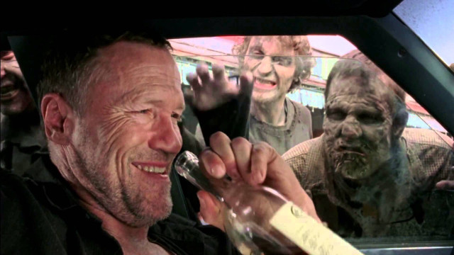 Man drinking wine car zombies free wallpaper - medium preview image