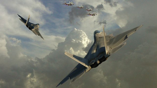 Fighter jets cloudy sky flying free wallpaper - medium preview image