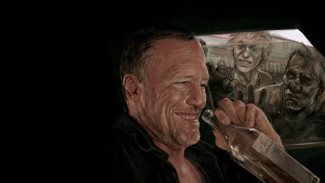 Man holding alcohol zombie dark free wallpaper - medium preview image