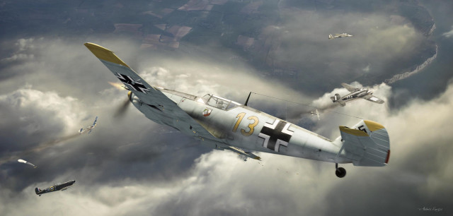 Plane flying sky clouds surrounding free wallpaper - medium preview image