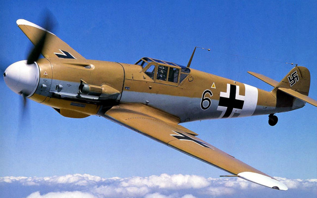 Small airplane blue sky clouds free wallpaper - medium preview image