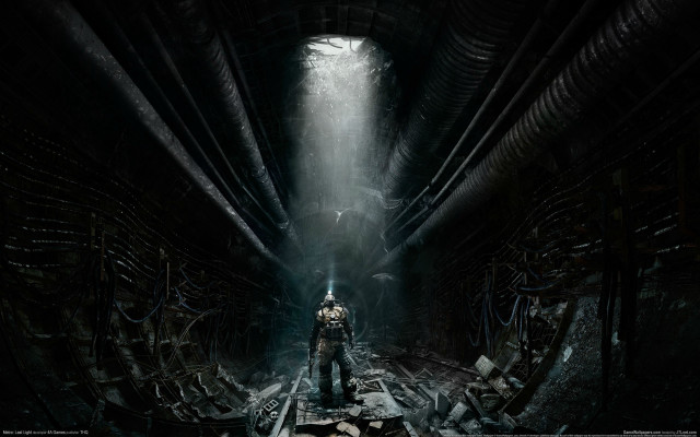 Man tunnel light ceiling illuminated free wallpaper - medium preview image