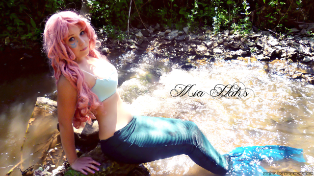 Pink hair mermaid rock river free wallpaper - medium preview image