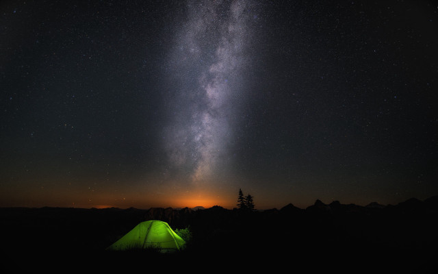 Tent milky way astronaut fireworks free wallpaper - medium preview image