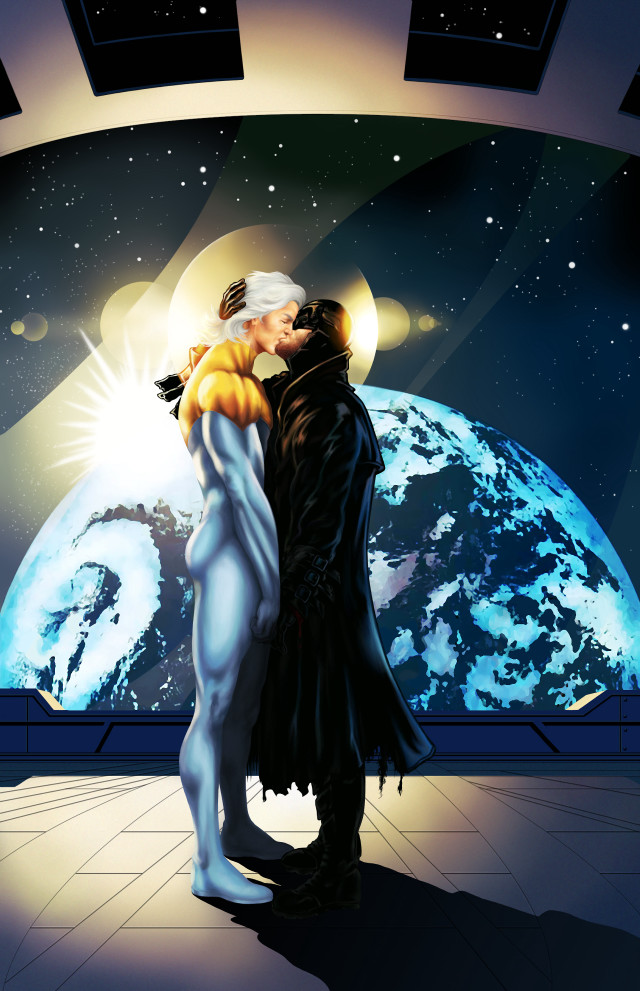 Couple people standing earth stars free wallpaper - medium preview image