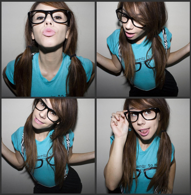 Silly woman glasses tongue out free wallpaper - medium preview image
