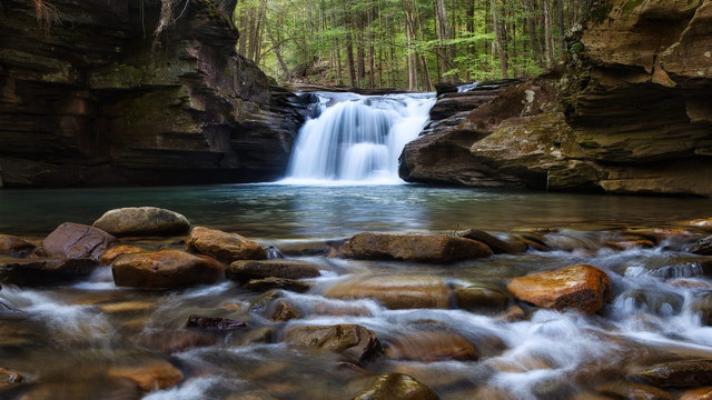 Waterfall forest rocks waterflow nature #3 free wallpaper - medium preview image
