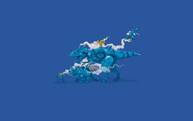 Blue robot star clouds pixel free wallpaper - medium preview image