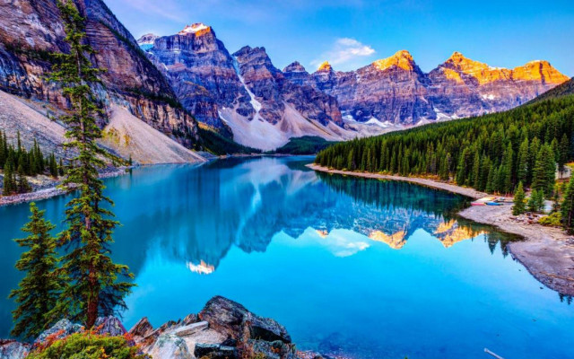 Mountain lake trees background blue #2 free wallpaper - medium preview image