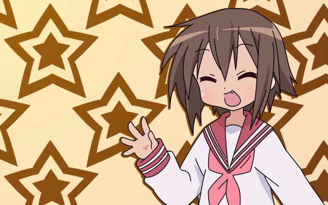 Cartoon girl pink scarf star free wallpaper - medium preview image