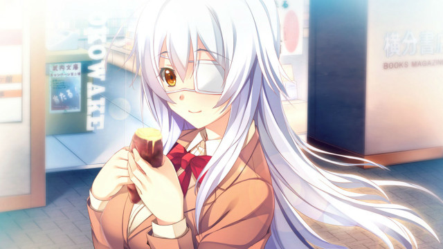 Girl long white hair cupcake free wallpaper - medium preview image