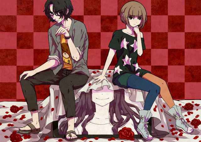 Anime characters sitting table wine free wallpaper - medium preview image