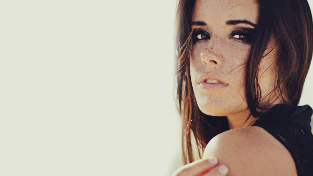 Woman freckles black dress posing free wallpaper - medium preview image
