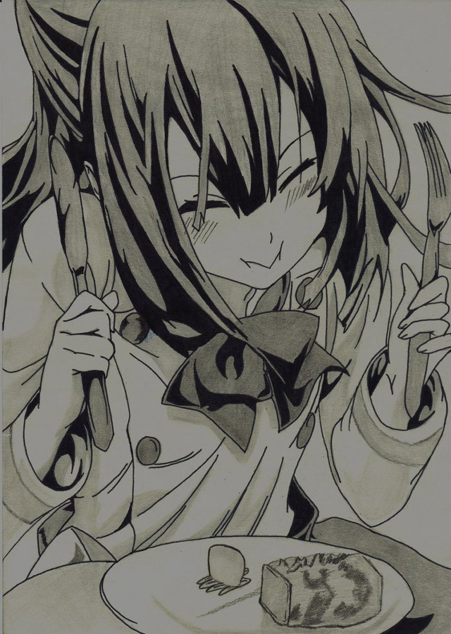 Girl eating cake with fork free wallpaper - medium preview image