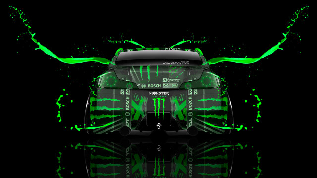 Green car wings hood black free wallpaper - medium preview image