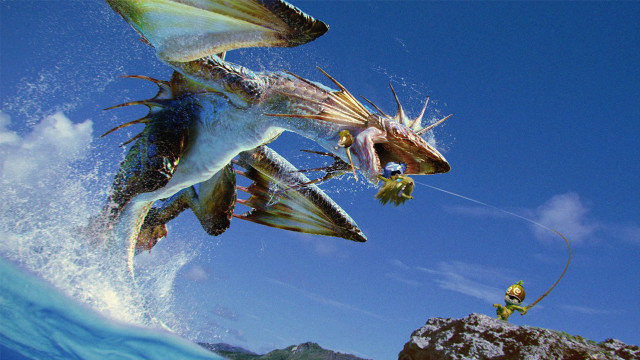 Large fish jumping surfboard man free wallpaper - medium preview image