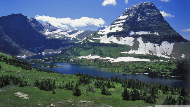 Mountain range lake snowy peak free wallpaper - medium preview image