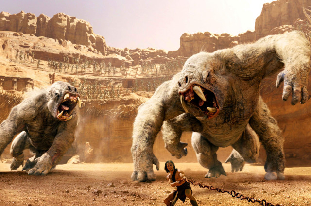 Man walking monsters desert woman free wallpaper - medium preview image
