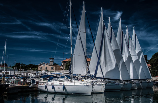 Sailboat docked harbor boats background free wallpaper - medium preview image