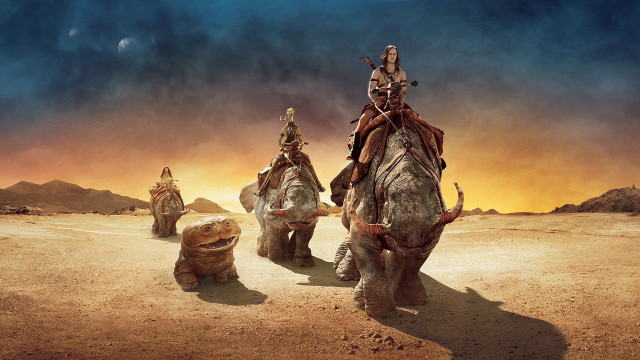 Elephants desert people riding dog #2 free wallpaper - medium preview image