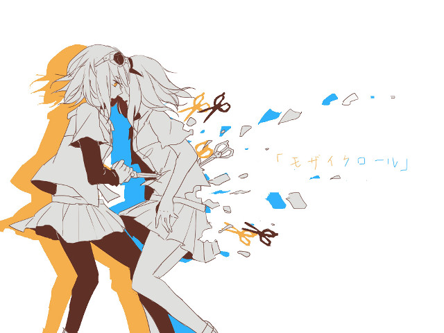 Anime couple holding scissors sign free wallpaper - medium preview image