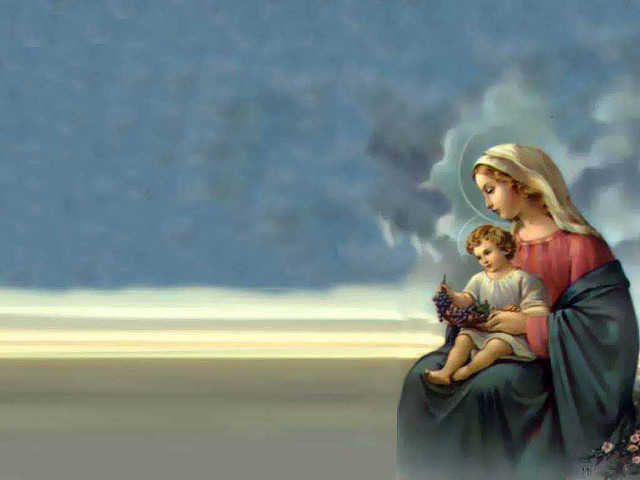 Woman child bird lap painting free wallpaper - medium preview image
