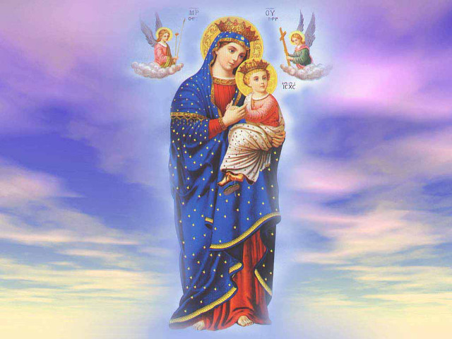 Virgin mary holding child angels #2 free wallpaper - medium preview image