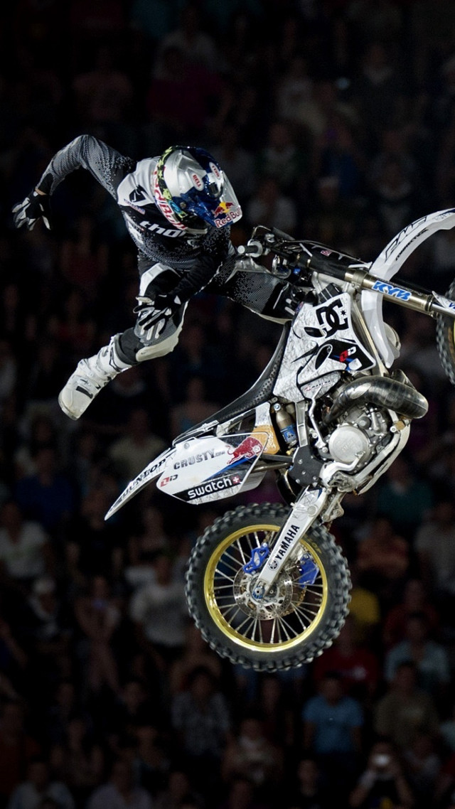 Motorcycle air trick crowd stands free wallpaper - medium preview image