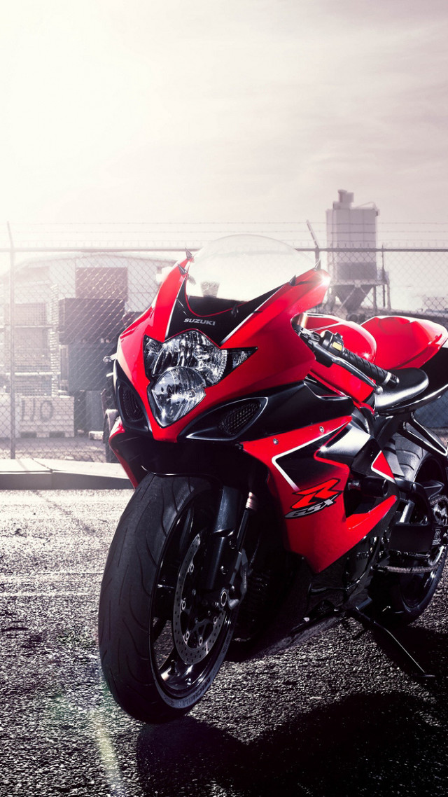 Red motorcycle parking lot fence #2 free wallpaper - medium preview image