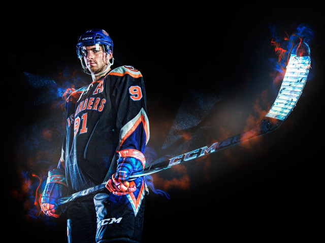 Man blue helmet hockey stick free wallpaper - medium preview image