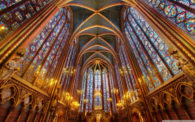 Cathedral stained glass ceiling chandelier free wallpaper - medium preview image