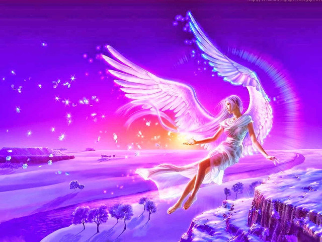 Woman flying snowy landscape white free wallpaper - medium preview image
